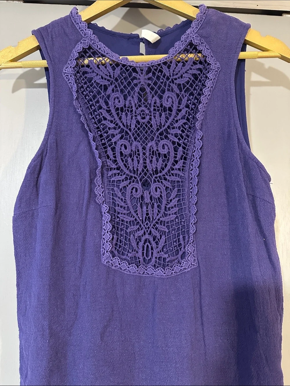 Free People Mirabelle Purple Sleeveless Mini Dress Size Small Crochet Lace Shift